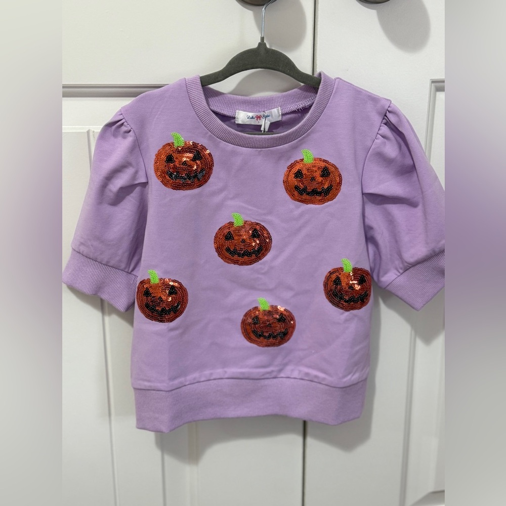 Lulu Bebe Sequin Jack o Lantern Top • size 5t • nwt
